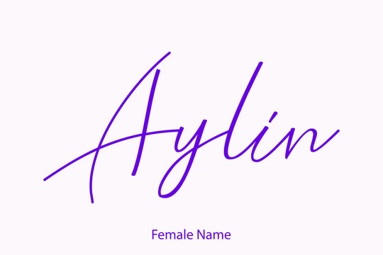 Aylin Female Name - Beautiful Handwritten Lettering  Modern Calligraphy Text Purple Color Text 