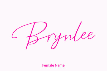 Brynlee Female name - in Stylish Lettering Cursive Typography Text Light Pink Background
