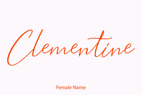 Clementine Female name - Beautiful Handwritten Lettering  Modern Calligraphy Red Color Text