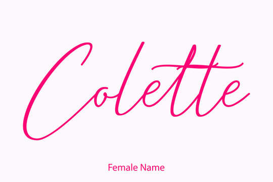 Colette Female name - in Stylish Lettering Cursive Typography Text Light Pink Background