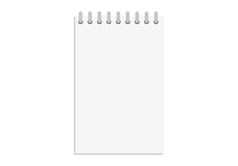 Bloc de notas vac&iacute;o en fondo blanco.