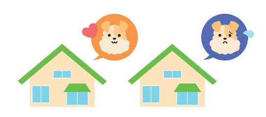 お留守番する犬のイラスト