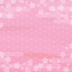 ピンク色の桜背景イラスト　正方形