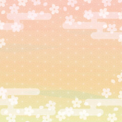 温かい色合いの桜背景イラスト　　正方形
