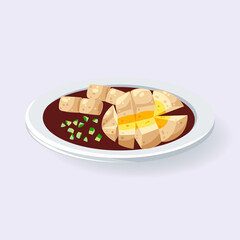 Delicious Indonesian food Illustration, Pempek Indonesian fIsh cake