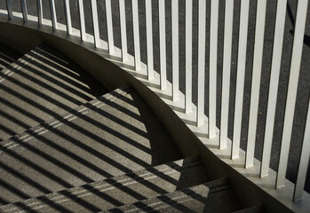 Pattern of black and white background, fence, stairs, light and shadow, simple image