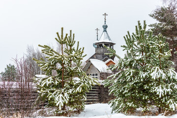 Rural wooden Orthodox Christian temple