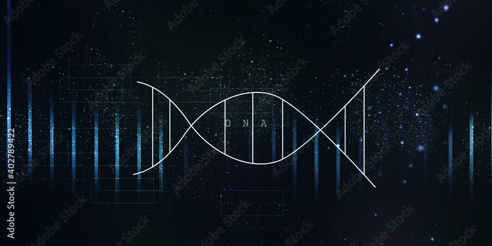 Poster 2d render of dna structure, abstract background