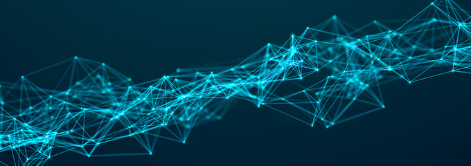 Polygonal background with dots and lines. Network connection structure. Science and technology. 3d