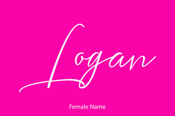 Logan Female name - in Stylish Lettering Cursive Typography Text on Pink Background