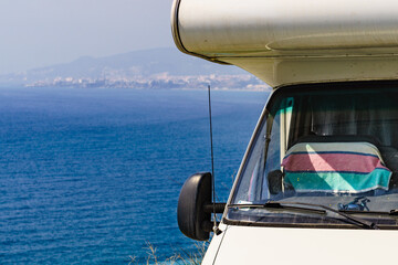 Camper rv on beach coast