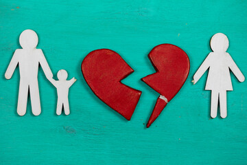 paper family and a broken heart,
Divorce Concept