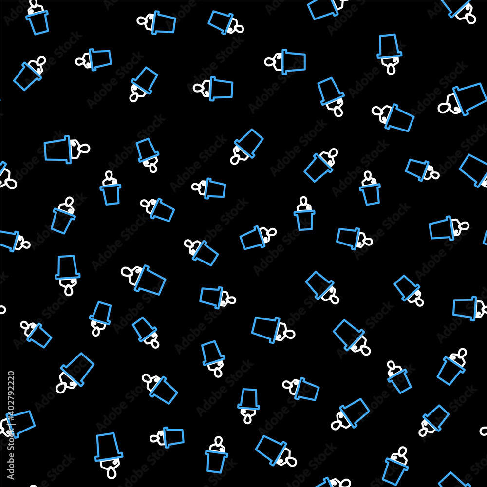 Poster line speaker icon isolated seamless pattern on black background. orator speaking from tribune. publi