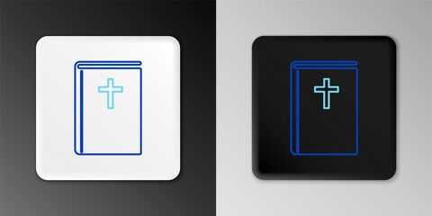 Line Holy bible book icon isolated on grey background. Colorful outline concept. Vector.