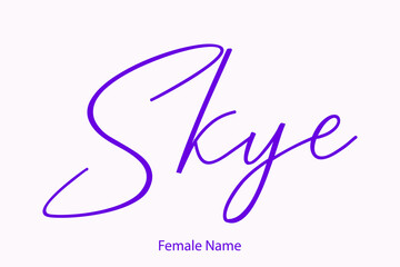 Skye Female name - Handwritten Lettering. Black. Modern Calligraphy Purple Color Text