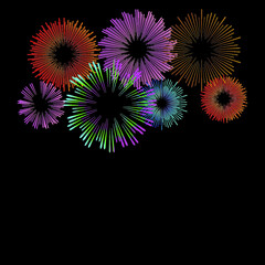 Fototapeta premium fireworks Explosion background . Vector Illustration . Starburst round Logo . Circular Design element . Abstract Geometric star rays . Sunburst .