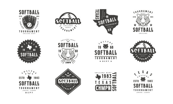 Badges set of softball tournament