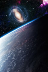 Chaotic space background. Planets, stars and galaxies in outer space showing the beauty of space...