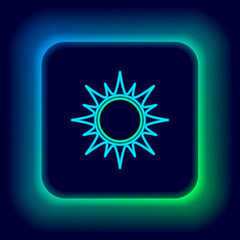 Glowing neon line Sun icon isolated on black background. Colorful outline concept. Vector.