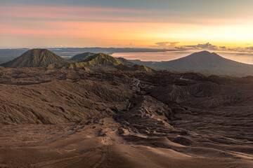 View of the surrounding landscape and the sea from Dukono volcano, Halmahera, Indonesia