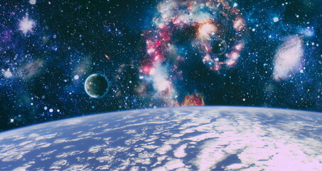 planets, stars and galaxies in outer space showing the beauty of space exploration. Elements...