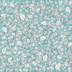 turquoise outline leaf sketch pattern