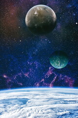 planets, stars and galaxies in outer space showing the beauty of space exploration. Elements...
