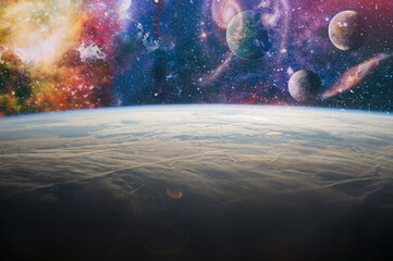 planets, stars and galaxies in outer space showing the beauty of space exploration. Elements...