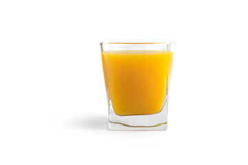 Orange juice in glass on a white background. . High quality photo