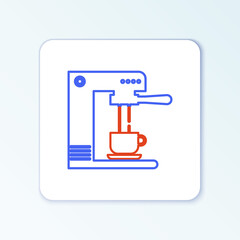 Line Coffee machine and coffee cup icon isolated on white background. Colorful outline concept. Vector.