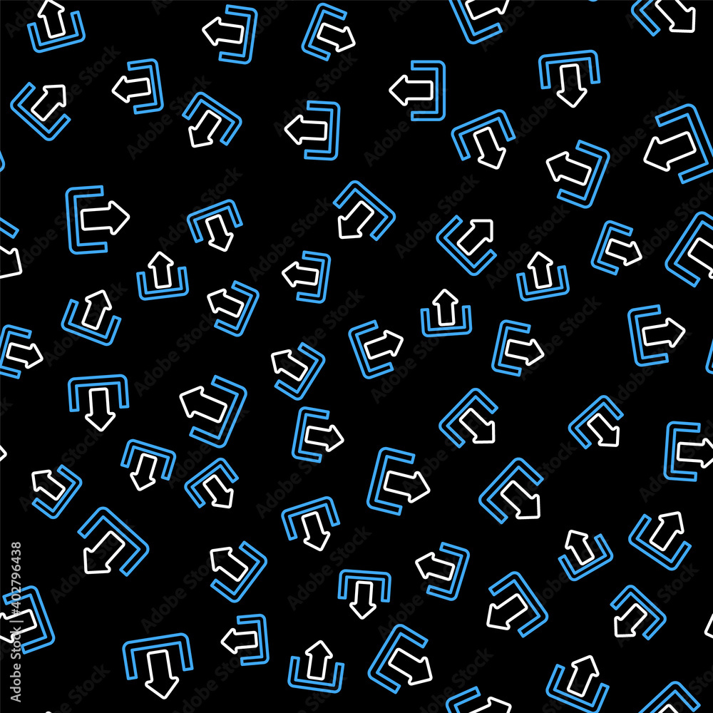 Poster line upload icon isolated seamless pattern on black background. up arrow. vector.