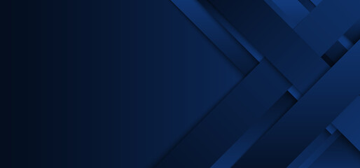 Abstract modern blue stripes or rectangle layer overlapping with shadow on dark blue background