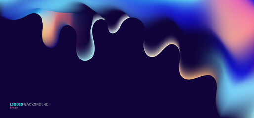 Abstract liquid or fluid gradient color shape flowing on dark blue background