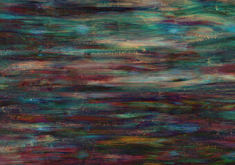 Multicolor art background. Horizontal brush strokes. Acrylic paint in red, green, blue colors....