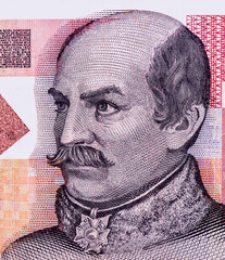 Josip Jelacic, Portrait from Croatia 20 Kuna 2001 Banknotes..