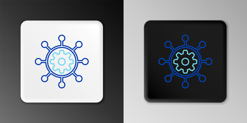 Line Project management icon isolated on grey background. Hub and spokes and gear solid icon. Colorful outline concept. Vector.