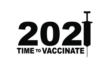 time to vaccinate text on white background	