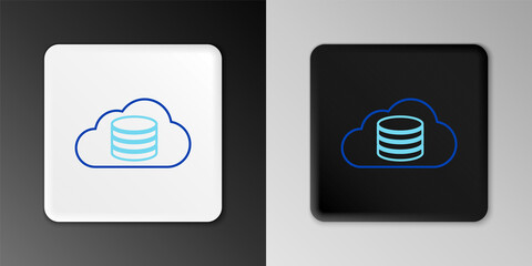 Line Cloud database icon isolated on grey background. Cloud computing concept. Digital service or app with data transferring. Colorful outline concept. Vector.