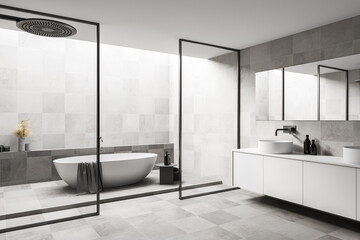 Fototapeta na wymiar White bathroom corner with sink and tub