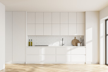 White kitchen interior with cupboards