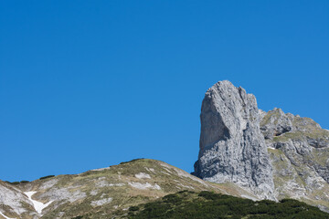 rugged mountain with blue sky in the summer