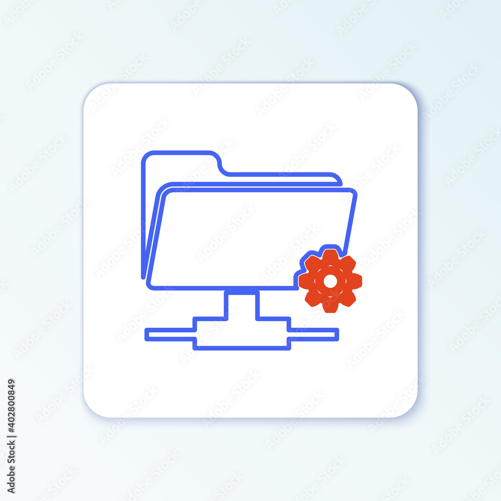 Poster line ftp settings folder icon isolated on white background. software update, transfer protocol, rout