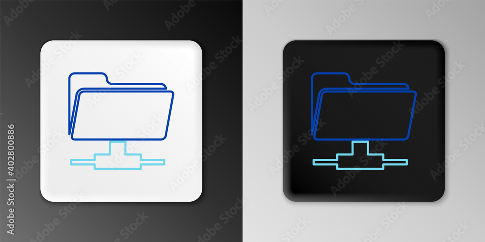 Poster line ftp folder icon isolated on grey background. software update, transfer protocol, router, teamwo
