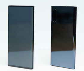 Isometric views of black modern smartphone