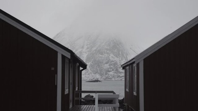 Deserted nordic village during winter in the arctic Norway