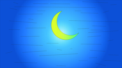 Naklejka na ściany i meble Ramadan Kareem moon on dark blue sky background