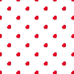 red heart pattern on white background. Love or valentines minimal concept. Fabric print design background.