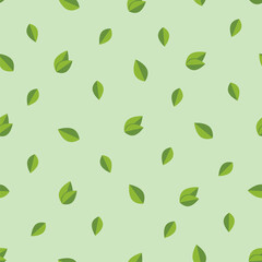 Foliage seamless pattern. Vector background with green leaves.