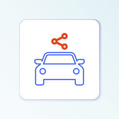 Line Car sharing icon isolated on white background. Carsharing sign. Transport renting service concept. Colorful outline concept. Vector.