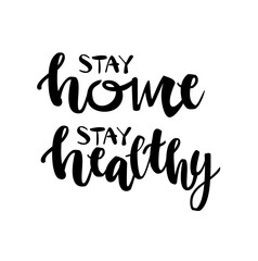 Fototapeta premium stay home stay healthy hand drawn lettering vector stock
